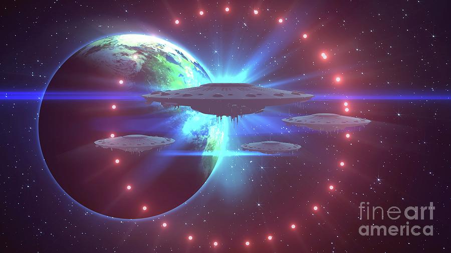 UFO Star Gate Digital Art by Esoterica Art Agency