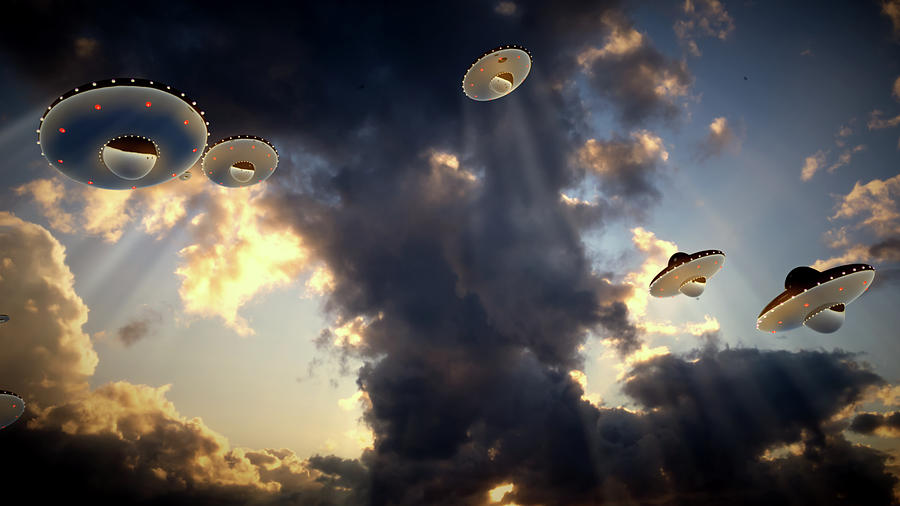 UFO Storm Digital Art by Russell Kightley