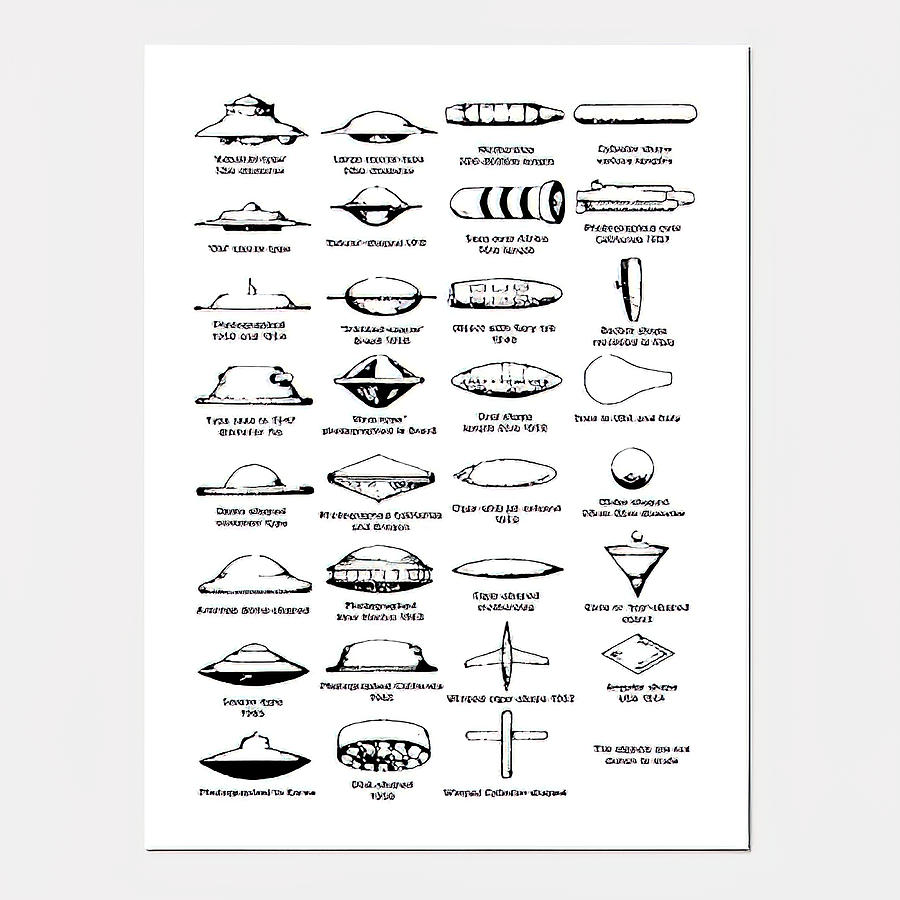 UFO Types Chart Black Painting by Charles Johnson