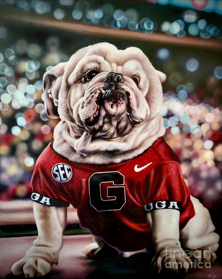 University Of Georgia Painting - UGA Bulldog by Rachel Nichols-Turi