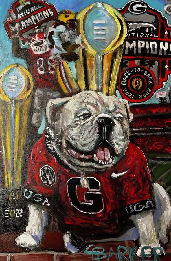 Uga Painting - Uga Double trophy by Chad Barker