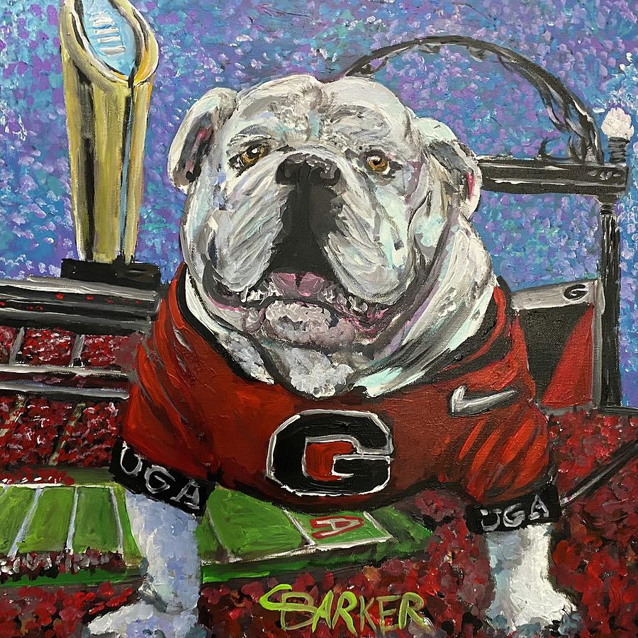 University Of Georgia Painting - Uga with Sanford Stadium and Arch by Chad Barker
