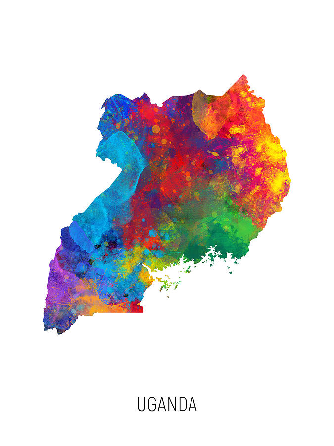 Uganda Watercolor Map Digital Art by Michael Tompsett