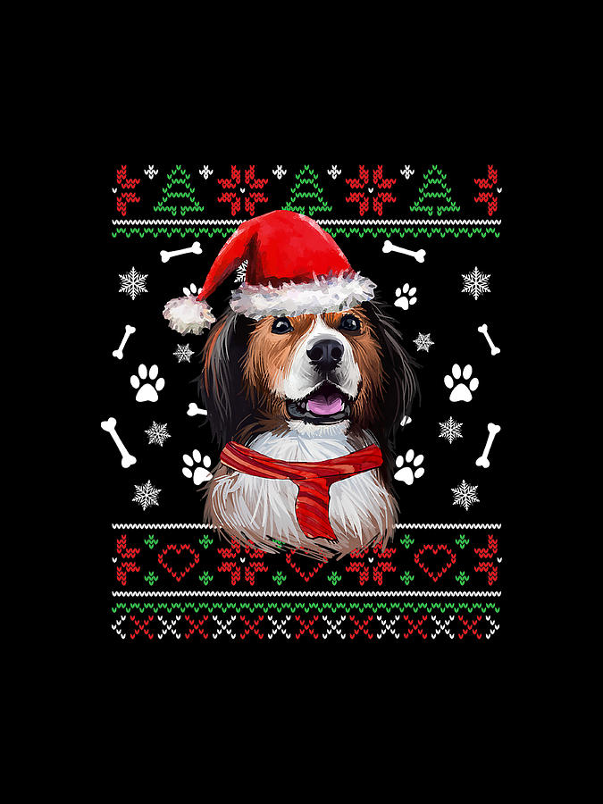 Christmas Digital Art - Ugly Sweater Christmas Kooikerhondje Santa Hat Pajama Xmas  by Grover Mcclure
