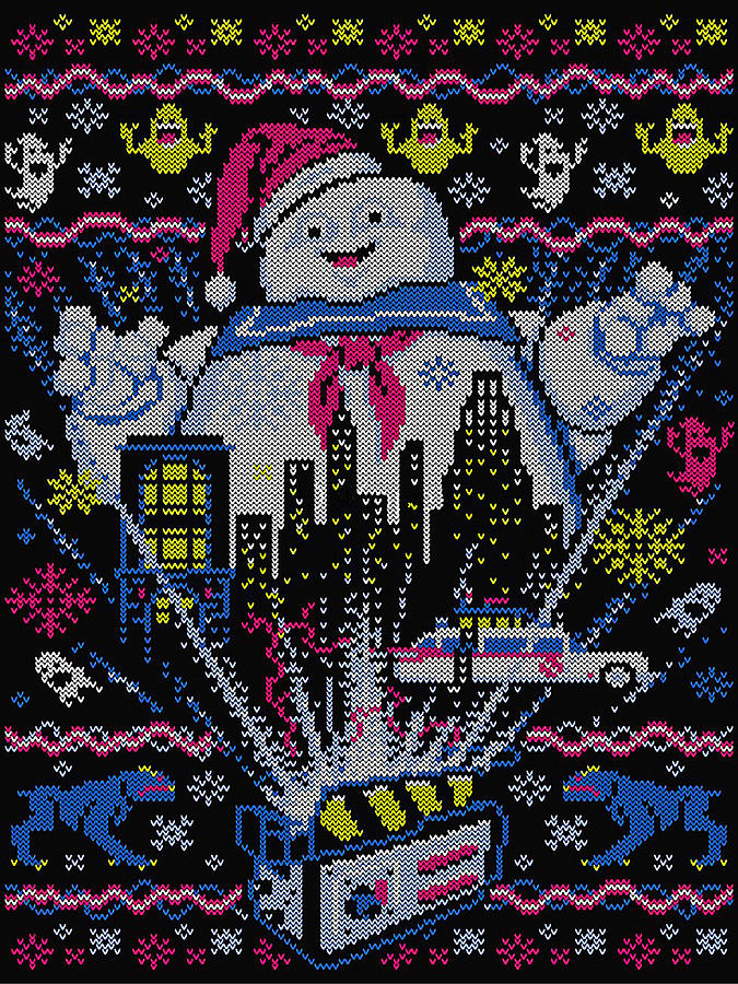 Ugly Sweater Ghostbusters Digital Art. ghostbusters christmas sweater. 
