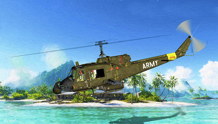 UH-1B Gunship - Art Digital Art by Tommy Anderson