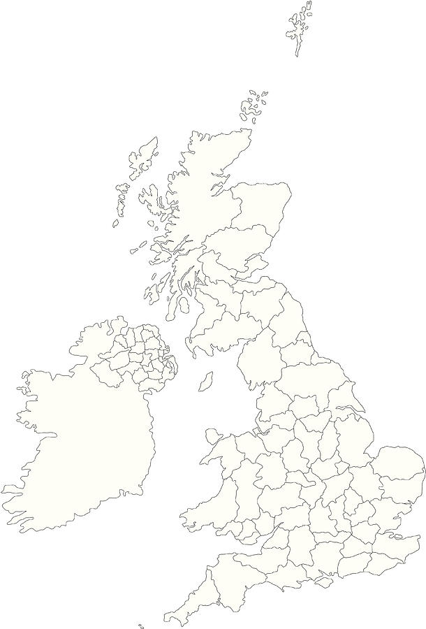 UK counties line map Drawing by Johnwoodcock