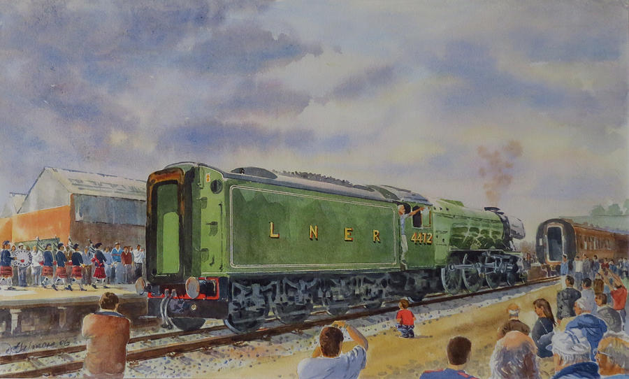 UK-Sir R Branson Delivers Flying Scotsman-May 2004 Painting by David Gilmore