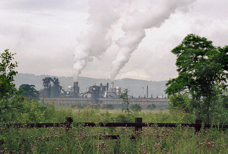 UK, Wales, Port Talbot, steel mill, in rural landscape Photograph by Jonathan Olley