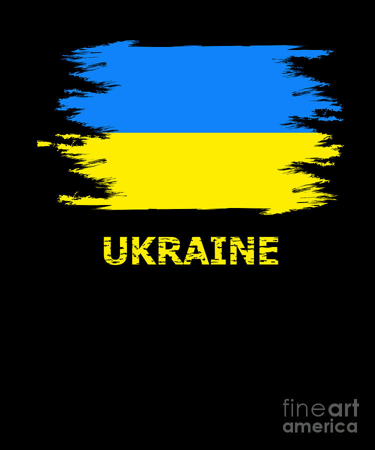 Ukraine Flag Brush Stroke Digital Art by Amusing DesignCo