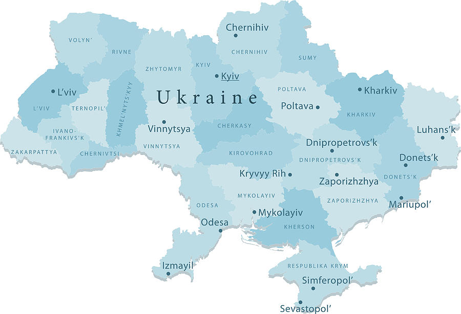 Ukraine Vector Map Regions Isolated Drawing by FrankRamspott