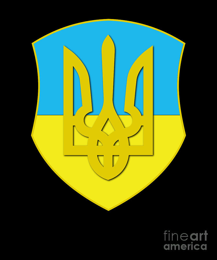 Ukrainian Coat Of Arms Ukraine Trident Emblem Digital Art by Amusing DesignCo