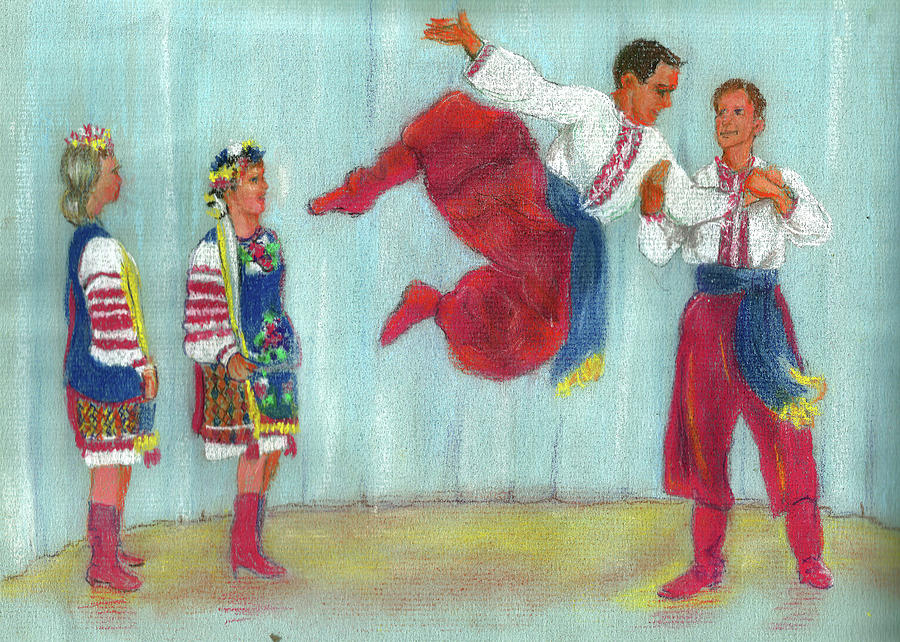 Ukrainian Cossack Dance Pastel By Olga Kaczmar