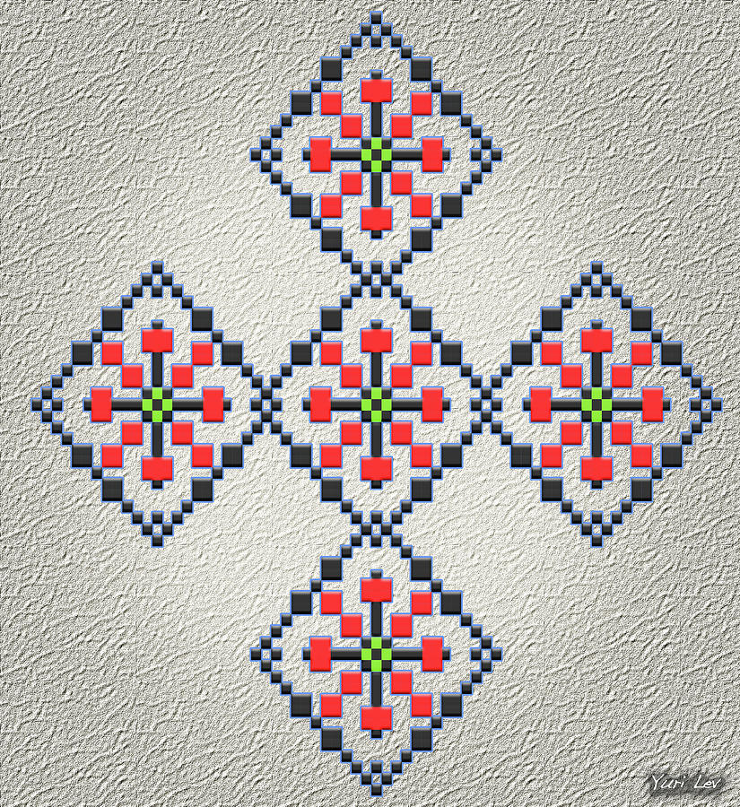 Ukrainian Embroidered Cross Digital Art