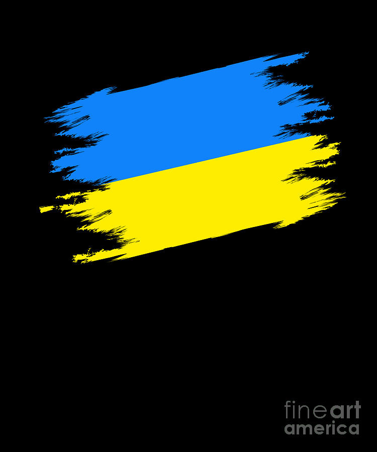 Ukrainian Flag Brush Stroke Blue and Yellow Digital Art by Amusing DesignCo