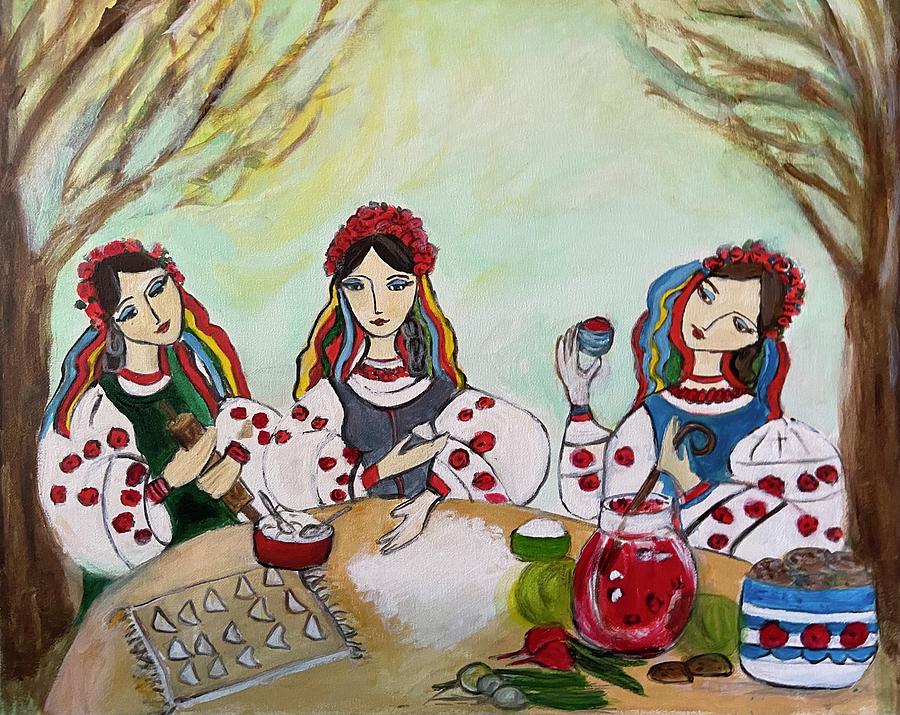 Ukrainian Women Creating Painting by Denice Palanuk Wilson