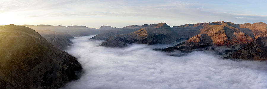 Ullswater and Glenridding aerial cloud inversion lake district Photograph by Sonny Ryse