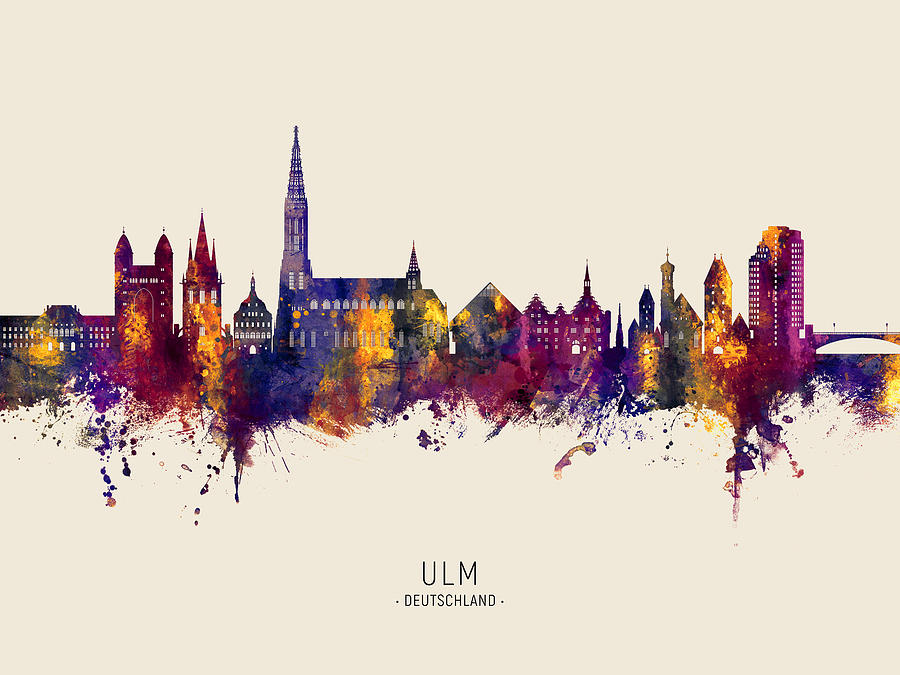 Ulm Germany Skyline #03 Digital Art by Michael Tompsett