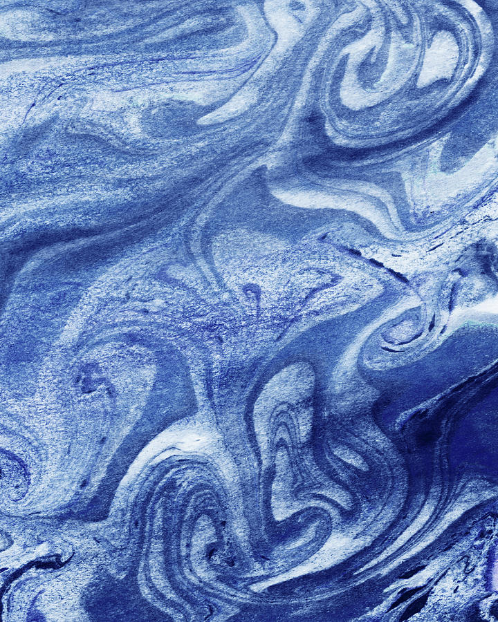 Ultramarine Indigo Clouds Abstract Organic Watercolor  Painting by Irina Sztukowski