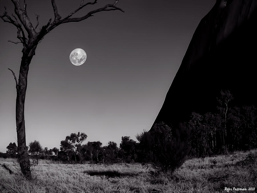 Uluru at Sunrise Black and White Photograph by Roger Passman - Pixels