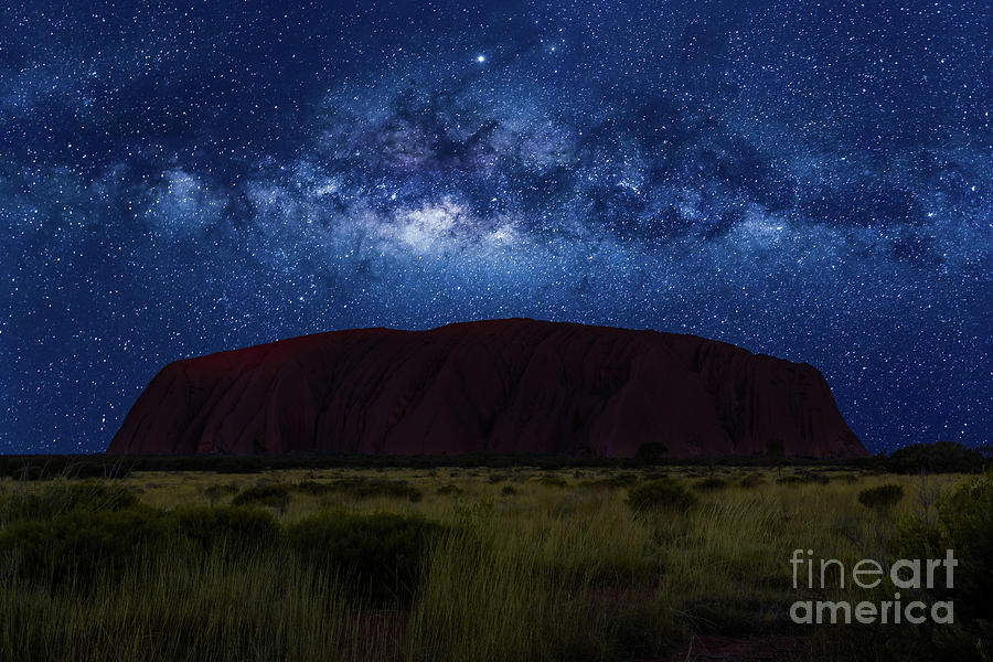 Uluru night with milky way Photograph by Benny Marty
