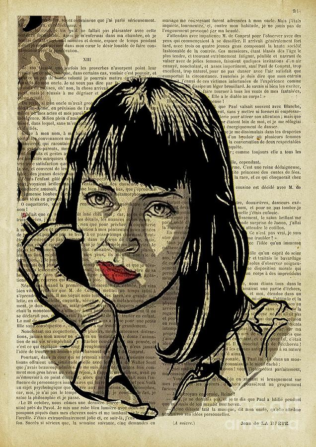 Uma Thurman Pulp Fiction Smoking Digital Art by Trindira A