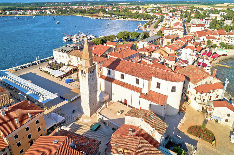Umag. Aerial view of historic landmarks in town of Umag Photograph by Brch Photography