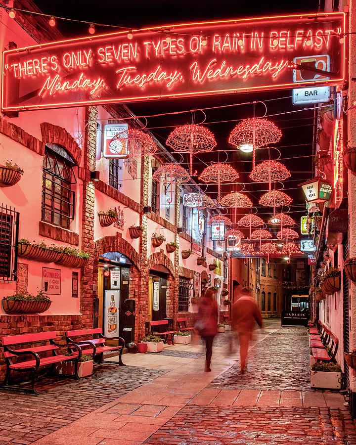 Architecture Photograph - Umbrella Alley in the Cathedral Quarter - Belfast by Barry O Carroll