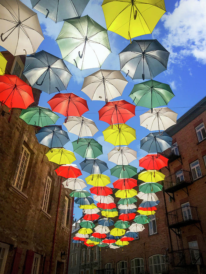 Umbrella Alley Quebec Photograph by Christine Ley