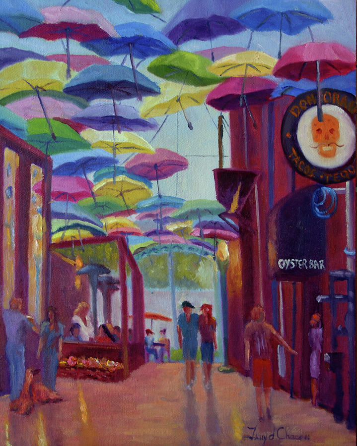 Umbrella Alley Sunny Day Painting by Terry Chacon