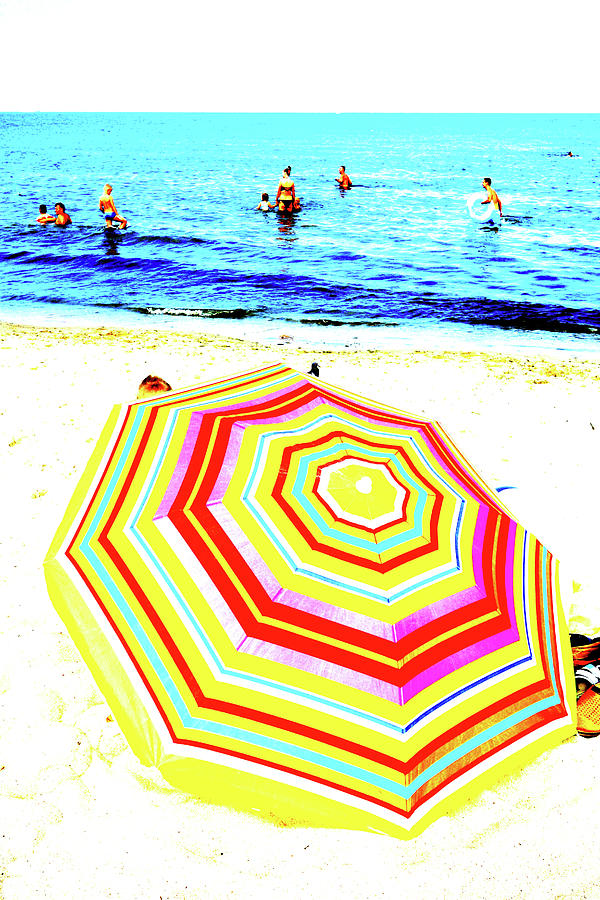 Umbrella At Beach In Sopot, Poland Photograph by John Siest