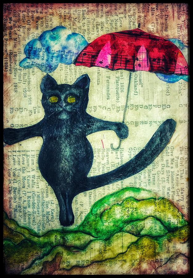 Umbrella Cat Digital Art by Delight Worthyn