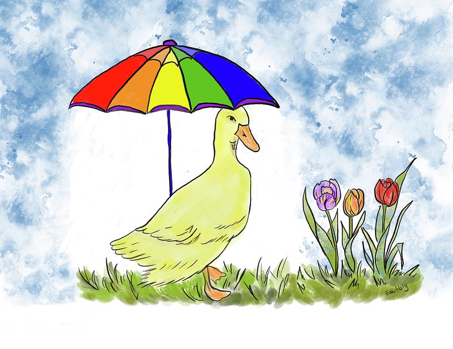 Umbrella Duck Digital Art by Evalyn Holy - Fine Art America