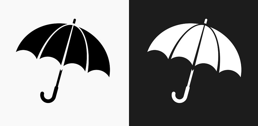 Umbrella Icon on Black and White Vector Backgrounds Drawing by Bubaone