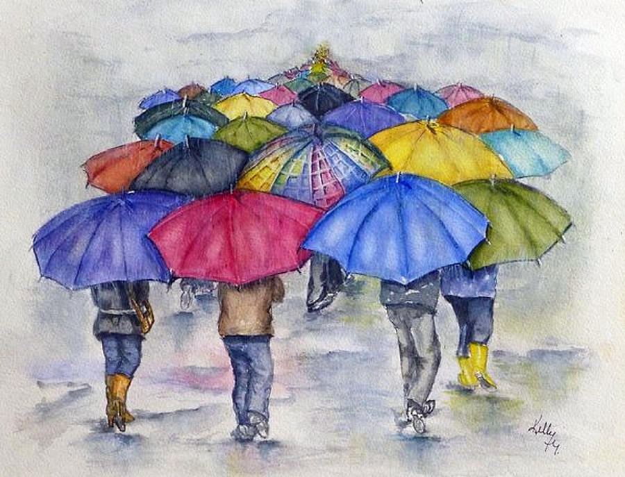 Umbrella Infinity Walk Painting by Kelly Mills