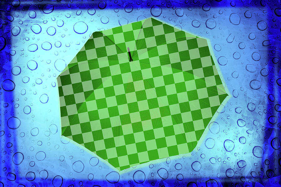 Umbrella Patterns in Green Digital Art by Gaby Ethington