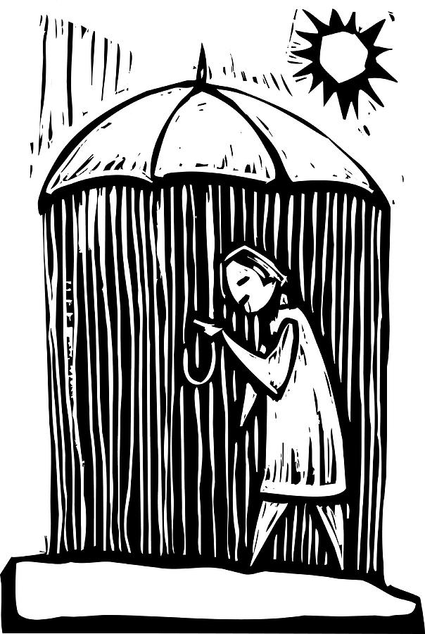Umbrella Rain Drawing by Jeffrey Thompson