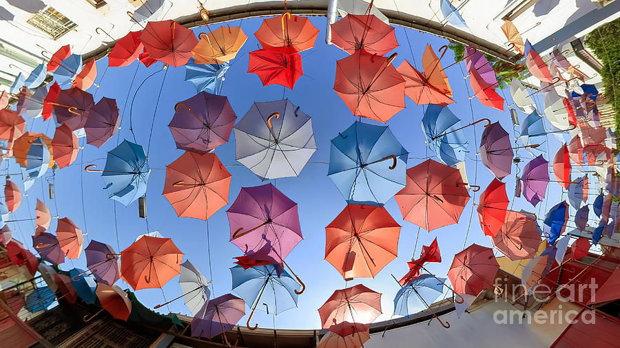 Umbrella street of Antalya city of Turkey Digital Art by Benny Marty