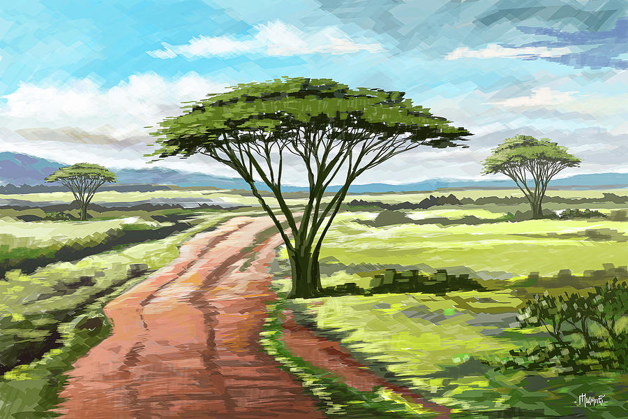 Umbrella Tree Painting by Anthony Mwangi