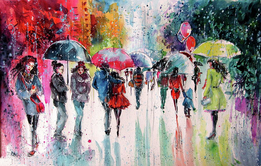 Umbrellas II Painting by Kovacs Anna Brigitta