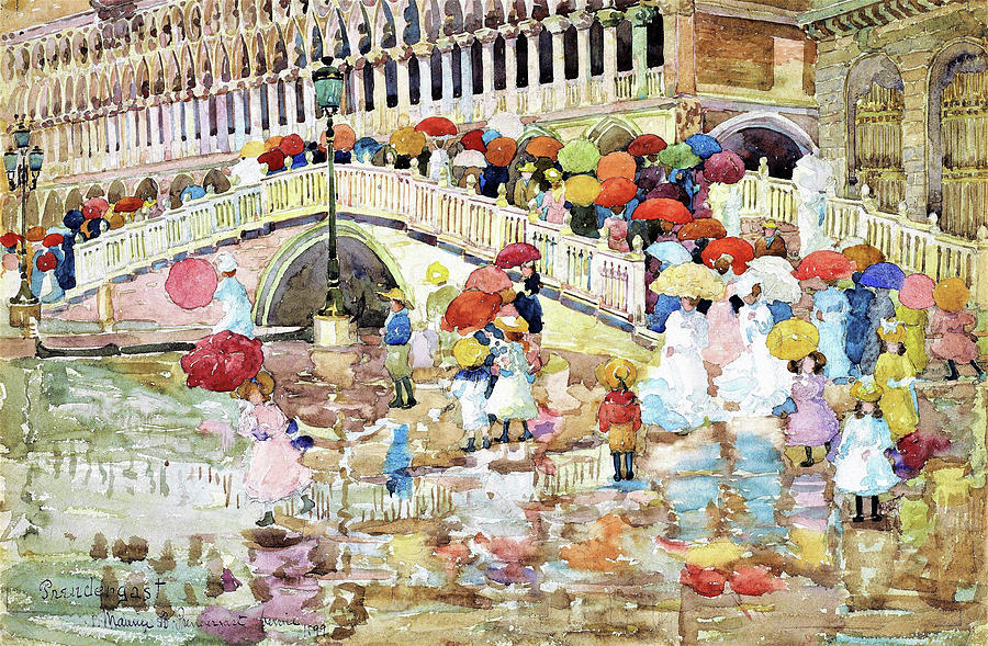 Umbrellas in the Rain - Digital Remastered Edition Painting by Maurice Brazil Prendergast