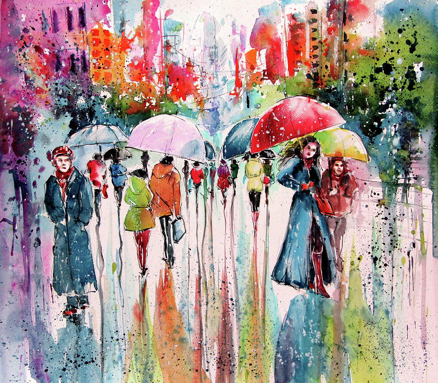 Umbrella Painting - Umbrellas by Kovacs Anna Brigitta