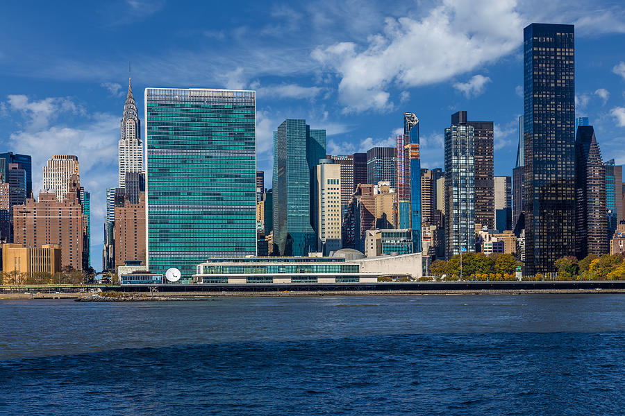 UN Building, Chrysler Building and Skyscrapers of Manhattan East Side, New York, USA Photograph by OlegAlbinsky
