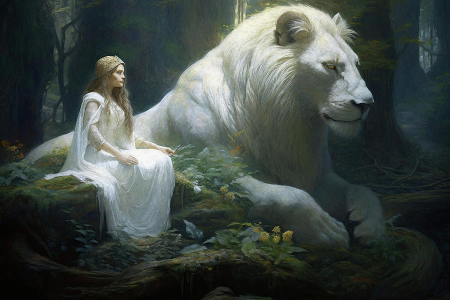 Una and the Lion Digital Art by Mindscape Arts - Pixels