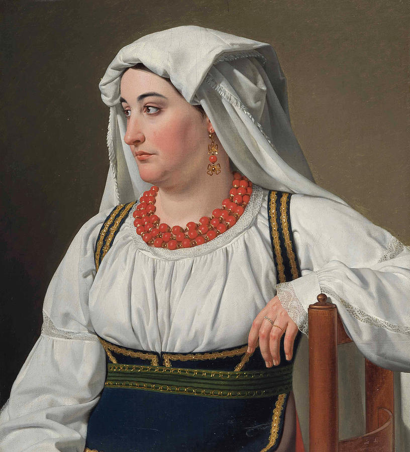 Una Ciociara, Portrait of a Roman Country Girl Painting by Christoffer Wilhelm Eckersberg