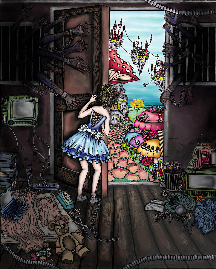 Mushroom Drawing - Unattainable Wonderland by Kalina Pageau