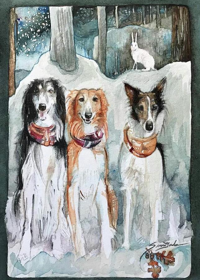 Dog Painting - Unawares  by Susie Gordon