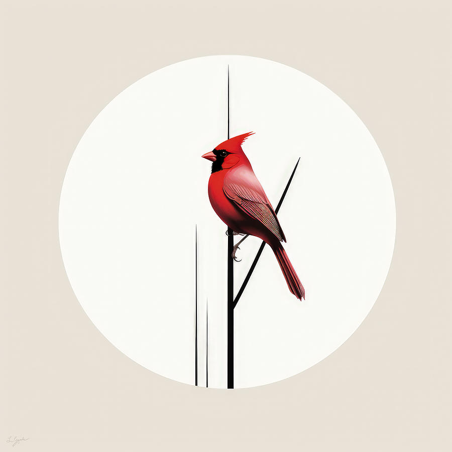 Red Cardinal Painting - Unbound Branch - Winter Cardinal by Lourry Legarde