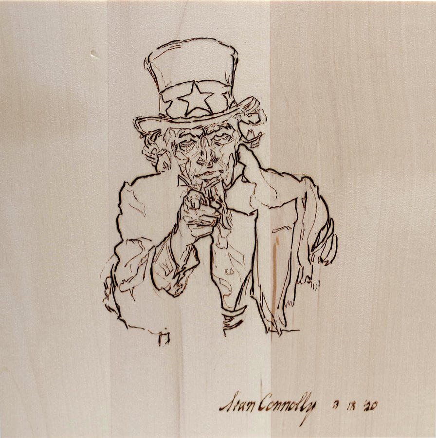 Uncle Sam Pyrography by Sean Connolly