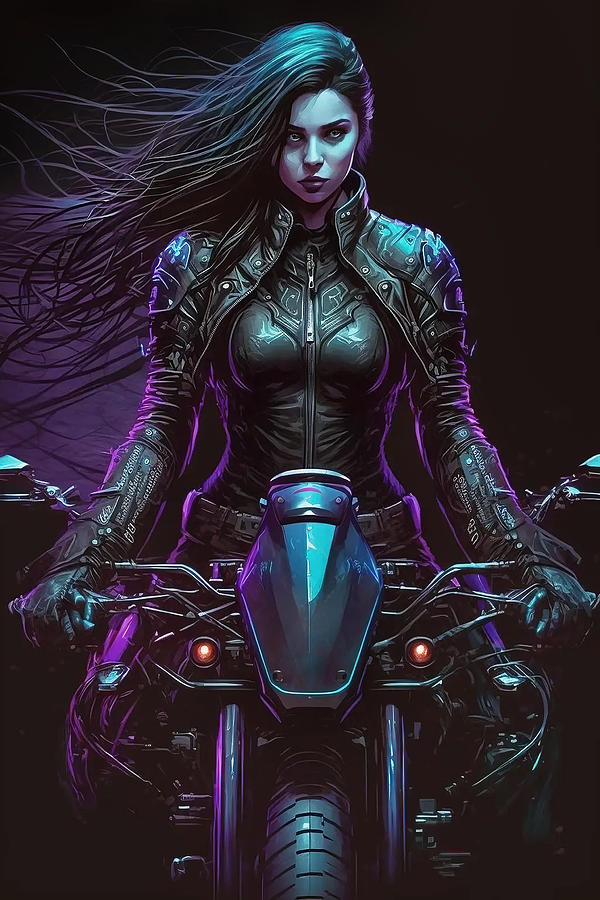 Undead Goth Girl Riding Motorcycle Digital Art By Jim Brey Pixels